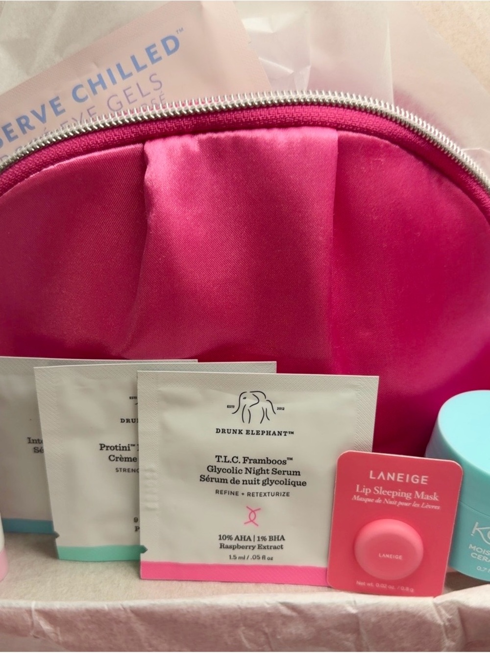 Drunk Elephant Hot Pink Cosmetic Pouch